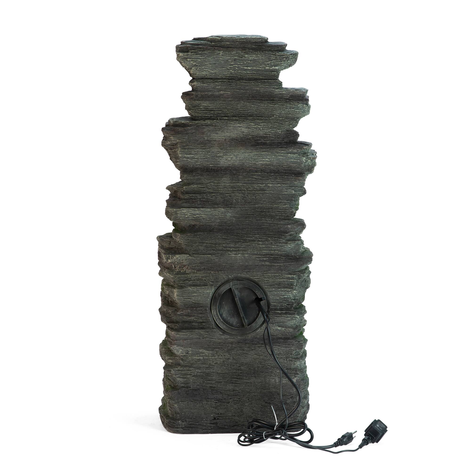 Glitzhome® 39.25" LED 9-Tier Cascading Rock Polyresin Outdoor Fountain